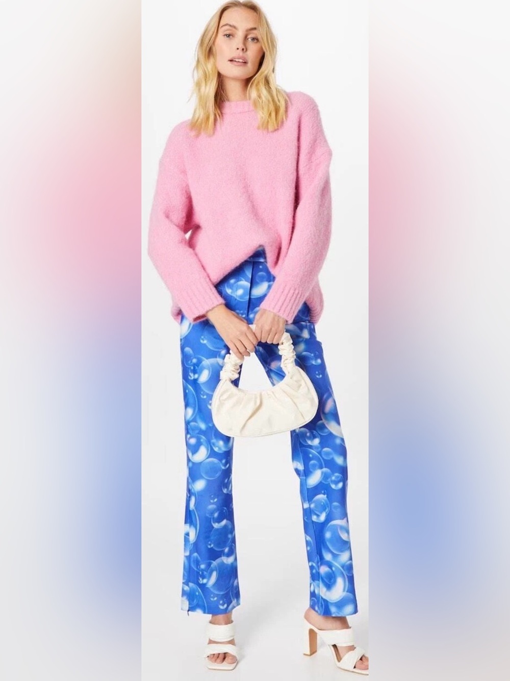 House of Sunny Fantasia Flare Pants Blue Bubble Print Size 2